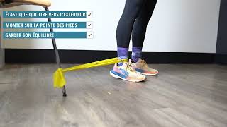 Exercice cheville  renforcementflexion plantaire avec élastique en stabilité latérale [upl. by Ahsilra]