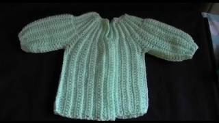 How to Crochet a Baby SweaterCardigan  Cats One Piece Wonder 1of 5 [upl. by Karilla]