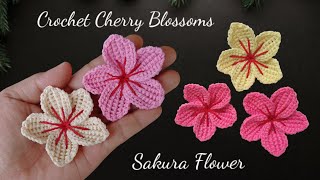 How to Crochet Cherry Blossoms  Sakura Flowers  Tunisian Stitch [upl. by Nich337]