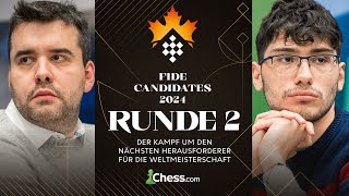 FIDE Kandidatenturnier 2024  Runde 2 Ian Nepomniachtchi  Alireza Firouzja [upl. by Neztnaj]