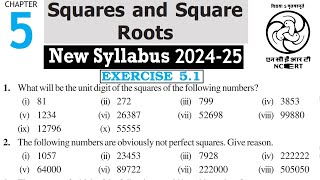 Ex 51  Ch 5 Squares and Square Roots  Class 8 Maths NCERT New Syllabus 202425 [upl. by Phillida849]