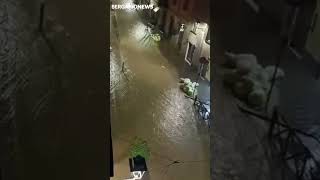 Maltempo a Bergamo Morla in piena In tutta la provincia strade allagate [upl. by Iruam]