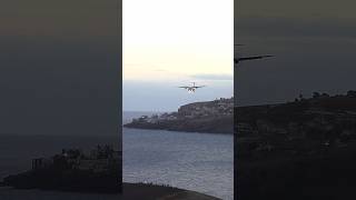 Evening landing of ATR 72600 at Madeira Airport shorts [upl. by Scharff]