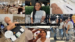 First week of Esthetician School  🤍🫧  Medical Esthetician Edition 🧖🏾‍♀️ DSI [upl. by Roana]