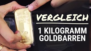 Goldbarren im Vergleich  1 kg Heraeus Degussa amp Umicore GOLD [upl. by Nwahsek731]