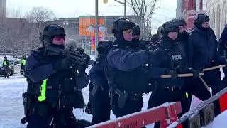 Protesters and police clash in Ottawa [upl. by Colline383]