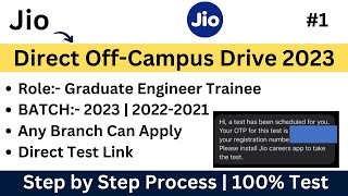 Jio OffCampus Drive 2023  Direct Test  2023  20222021 BATCH  How to Apply Test Ongoing PART1 [upl. by Kirst432]