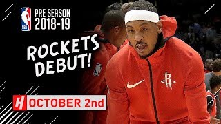 Carmelo Anthony Full ROCKETS DEBUT Highlights vs Grizzlies 20181002  13 Points [upl. by Abdu411]