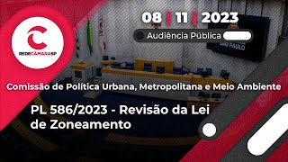 Audiência Pública de Política Urbana  Revisão da Lei de Zoneamento  PL 5862023  08112023 [upl. by Esinaej884]