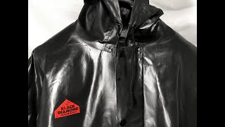 BLACK DIAMOND  KAUFMAN HEAVY RUBBER JACKET SCHWARZ GUMMIJACKE GUMMIMANTEL ULTRA RARE NEW WITH TAGS [upl. by Mannos821]