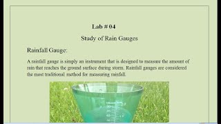 Rainfall And Rainfall Measurement  Study Of Rain Gauges [upl. by Aikat]