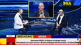 Sanremo 2022 lo Zalone virologo canta Pandemia ora che vai via Musica di Beppe Virussicchio video [upl. by Ydner]