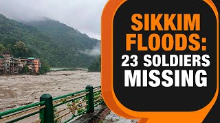 Sikkim Flash Flood 23 Army Personnel Missing After Glacial Lake Bursts  News9 [upl. by Aihsatsan]