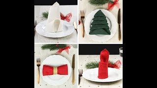 5 formas de decorar tus servilletas para tu mesa en Navidad [upl. by Elga]