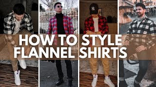 How to style flannel shirts  6 Casual Flannel Shirts Outfits for Men Lookbook [upl. by Rodnas372]