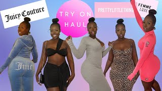 NEW HUGE AUTUMN TRY ON HAUL  PRETTYLITTLETHING  FEMME LUXE  JUICY COUTURE [upl. by Htrahddis]