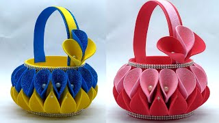 Beautiful Paper Basket  How to Make Basket  Home Decoration Craft  DIY Handmade Gift Ideas [upl. by Niuqauj47]