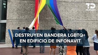 Sindicato quita bandera LGBT de edificio de Infonavit quotbarbarie odio y homofobiaquot acusa director [upl. by Illac]