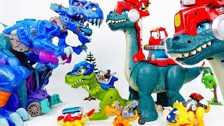 The Battle Between Giant Dinosaurs Chomp Squad Blaze Asaurus  ToyMart TV [upl. by Alhak]