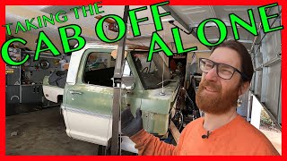 How to remove a truck cab by yourself Moving along on the 69 f100 project [upl. by Ailiec]