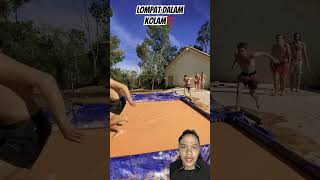 LOMPAT DALAM KOLAM⁉️ pool funny prank fail summer comedy filmpendek woodworking [upl. by Petronilla]