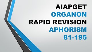 AIAPGET ORGANON RAPID REVISION APHORISM 81195letscrackaiapget [upl. by Sibby]