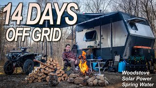 14 Days Living Off Grid in a DIY Travel Trailer  Woodstove Solar Power and Spring Water [upl. by Ahsoem]