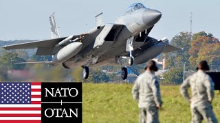 US Air Force NATO F15 Eagle fighter jets Military exercises in Ukraine [upl. by Llevron]