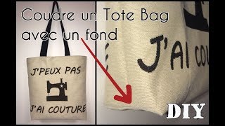 Tote Bag avec Fond et avec 2 carrés de Tissu ou Jacquard Tutoriel Couture Facile Débutant [upl. by Noraed]