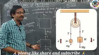 9th physics  LAWS OF MOTION  CLASS  5  NEWTONS 2nd LAW APPLICATION  Atwood machine [upl. by Eki]