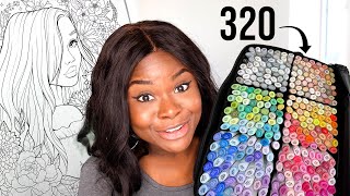 Using ALL 320 MARKERS on a SINGLE COLORING PAGE [upl. by Kcirreg]