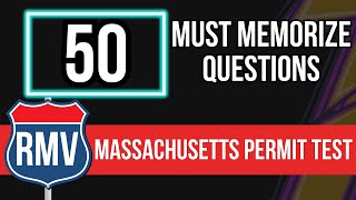 RMV Massachusetts Permit Test 50 Must Memorize Questions [upl. by Aerdnwahs]