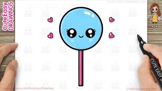 How to Draw a Cute Lollipop Simple amp Easy for Kids [upl. by Yelyac]