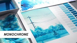 How to Paint with One Color  Monochromatic Studies w Watercolors [upl. by Ainorev]