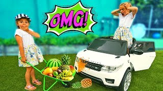 GISELE amp CLAUDIA PRETEND PLAY WITH FRUIT COLORS IN GARDEN FUNNY VIDEO EDUCATIONAL By LAS RATITAS [upl. by Sethrida]