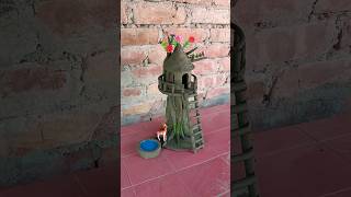 Beautiful tree house making with clay 🏡  clayhouse treehouse craft [upl. by Mazurek]