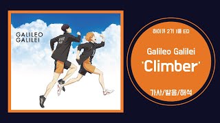 하이큐 2기 1쿨 ED Galileo Galilei  Climber 가사발음 [upl. by Ylebmik]