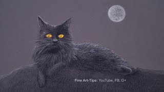 How to Draw a Black Cat in the Night  Halloween Special [upl. by Vitek]