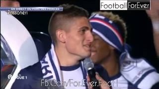 Verratti parla in francese festa scudetto PSG 1752014 [upl. by Nodal933]