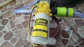 Review Pompa DC High Presure Shell dengan Adaptor Power 12  24 Volt 96 Watt [upl. by Shelman]