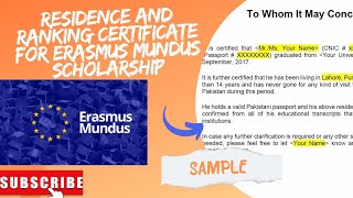 How to get residence and ranking certificate for erasmus mundus scholarship sharing template for U [upl. by Megen]