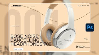 Headphone Website Header Banner Design  Photoshop Tutorial [upl. by Nylsoj]