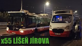 Linka x55 🚌 Jírova  Velatická  Jírova [upl. by Beniamino184]