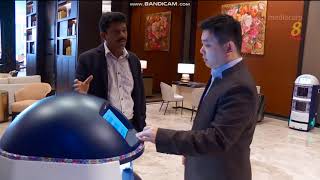 Techmetics Techi room service robot in Channel 8 Money week  Sofitel Singapore deployment [upl. by Leslie]