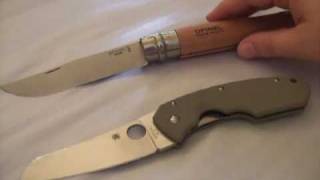 Knife Review Spyderco Rock Lobster and Opinel 12 [upl. by Schroder]