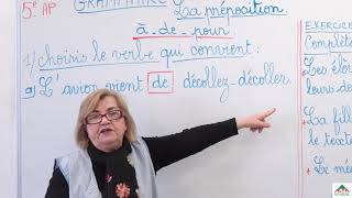 Mme Yadi  cours de français la préposition à  de  pour  5ème année primaire [upl. by Hamitaf]