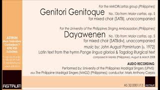 Pamintuan John August GENITORI GENITOQUE amp DAYAWENEN op 513a13b for mixed choir SATBdiv [upl. by Lain146]