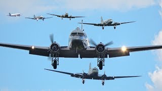 DC3 Mass Landing 20x Daks at Faßberg 70 Years Berlin Airlift [upl. by Fidellia]