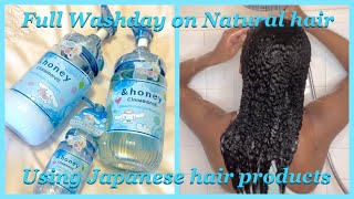 Full Washday Natural hair using Cinnamoroll Japanese hair product [upl. by Nnayd129]