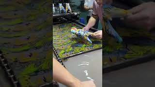 Factory assembly line water transfer graffiti hydrographic craftshorts printing diy shorts [upl. by Lenore]